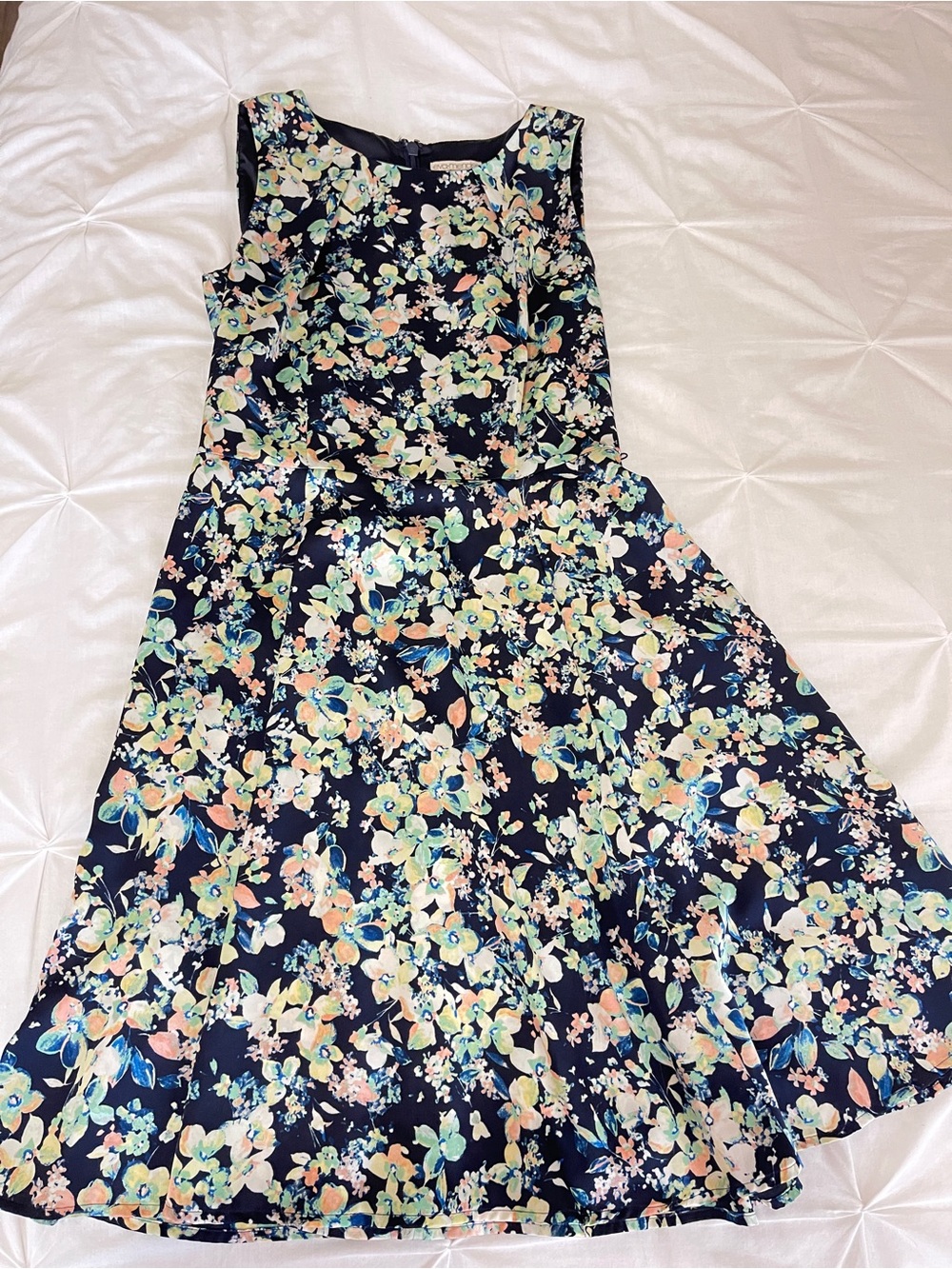 eva mendes for New York & Company Navy Floral Sleeveless Midi Dress
